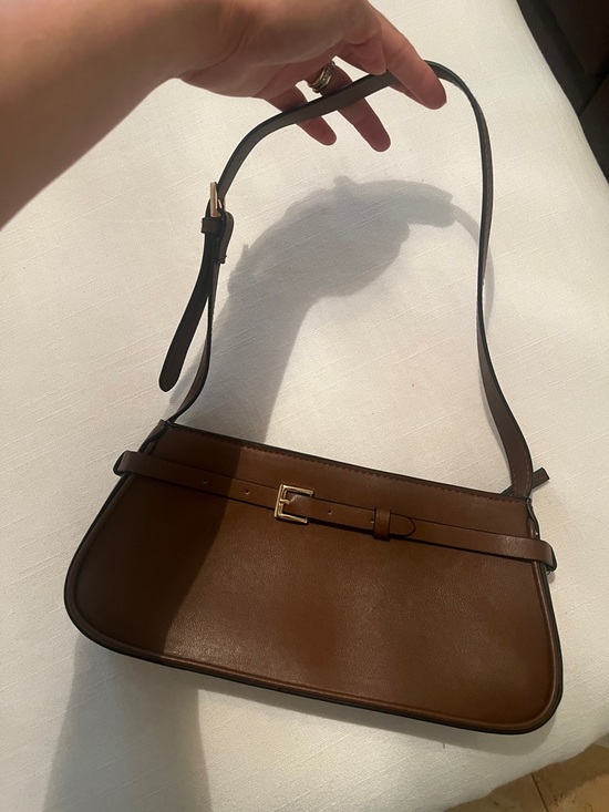 H&M Handbags - H&M Brown Leather Shoulder Bag with Slim Belt Detail